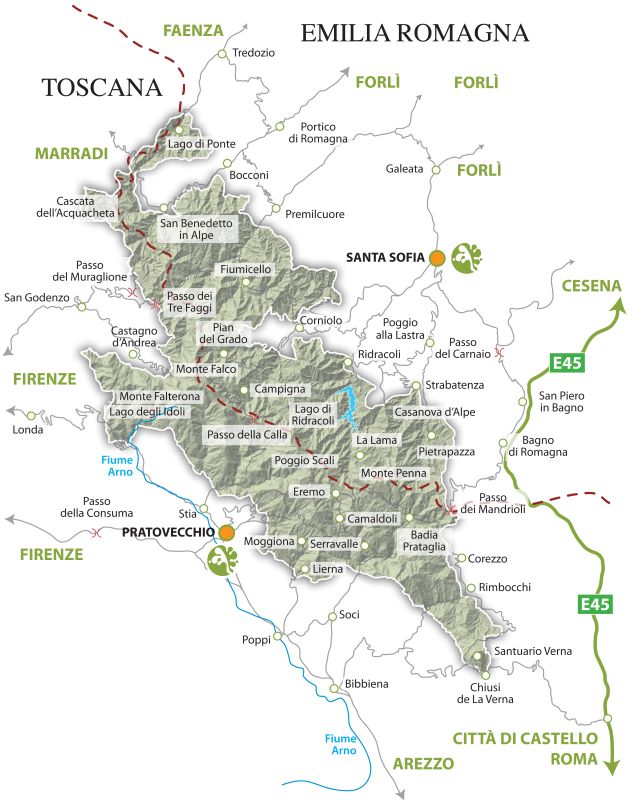 mappa foreste casentinesi